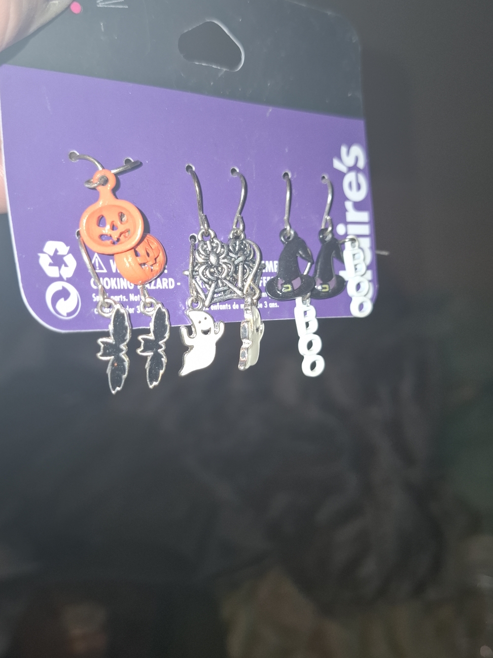 Claire's Halloween Earring Set - Orange, Black, Silver